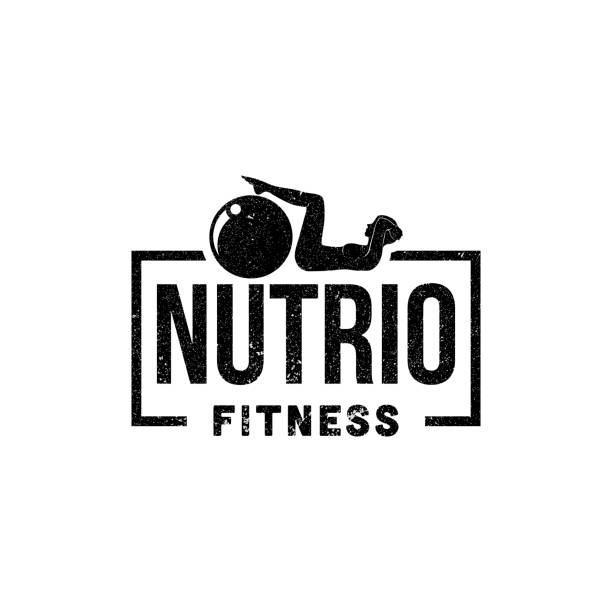 Nutrition Fitness designs, rustic template, fitness center vector Nutrition Fitness designs, rustic template, fitness center vector naming organic compounds stock illustrations