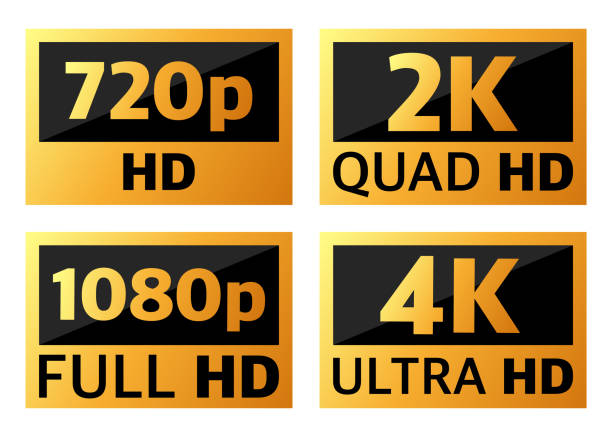 4k ultrahd , 2k quadhd , 1080 fullhd und 720 hd abmessungen von video. - hd 1080 stock-grafiken, -clipart, -cartoons und -symbole