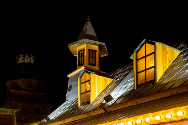 istock Christmas market stall with illuminated windows in Aschaffenburg 1193411663