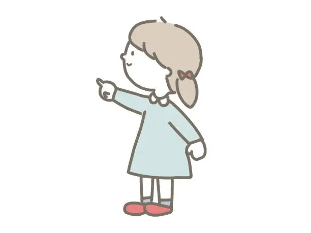 Vector illustration of Girl pointing finger