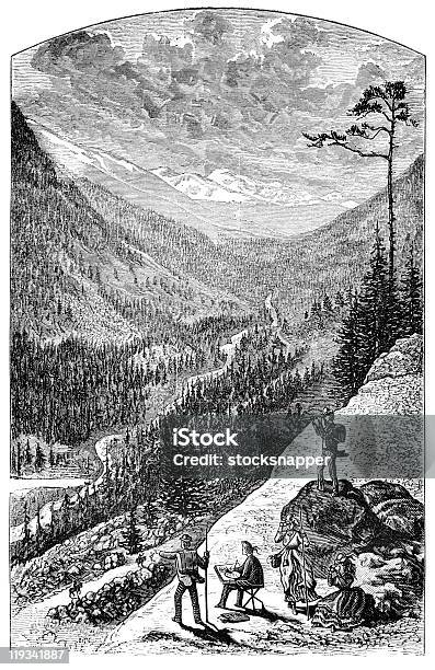 Cinzento De Pico No Colorado Rockies - Arte vetorial de stock e mais imagens de 1880 - 1880, Antigo, Ao Ar Livre