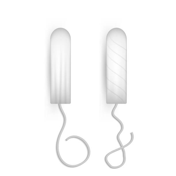 istock Cotton tampon vector 3d template  isolated on white background. Feminine hygiene product for menstruation to absorb blood. Sanitary protection made of organic cotton, string for comfortable extraction 1193421602