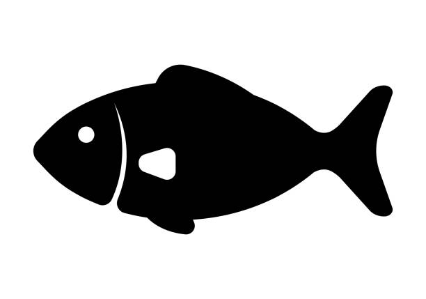 ilustrações de stock, clip art, desenhos animados e ícones de fish, seafood, marine life vector icon illustration - peixe