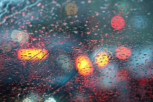 istock Rainy city road through the windshild 119342540