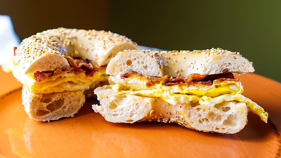 Bacon, egg and cheese on a bagel