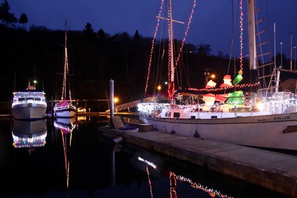 istock Boats Decorated For Christmas 1193430970
