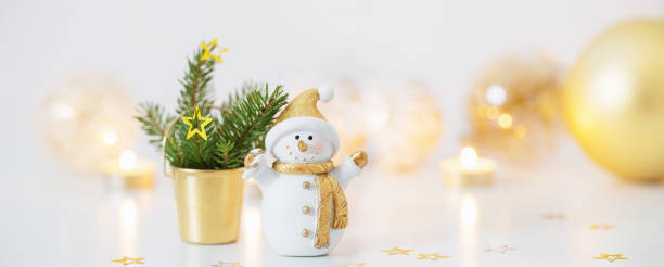 istock Christmas decorations with little ceramic snowman 1193432682