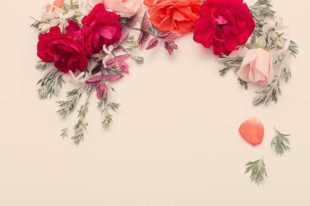 istock rose flowers and leaves on white background 1193432744