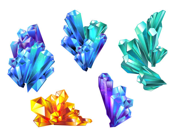 ilustrações de stock, clip art, desenhos animados e ícones de crystal collection - crystallization