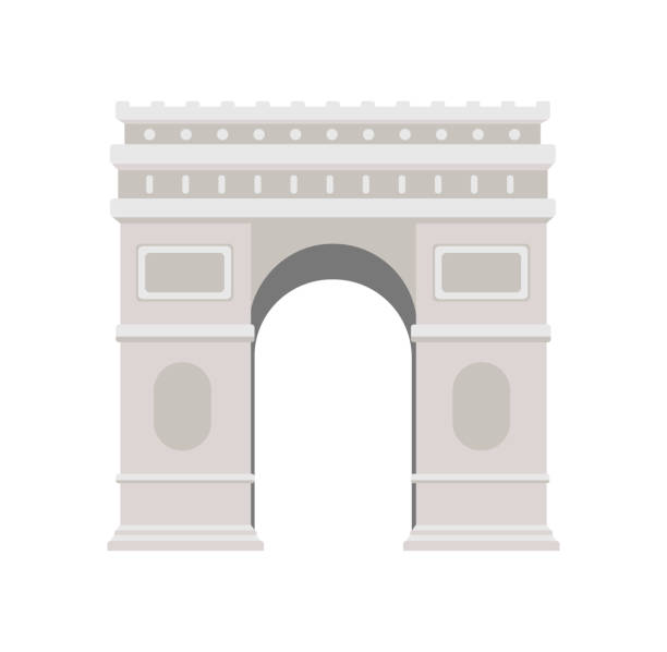 arc de triomphe - frankreich , paris / weltberühmte gebäude vektor-illustration. - siege of paris stock-grafiken, -clipart, -cartoons und -symbole