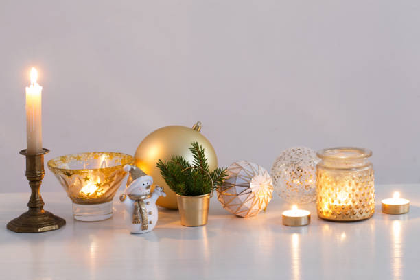 istock Christmas decorations with little ceramic snowman 1193443899