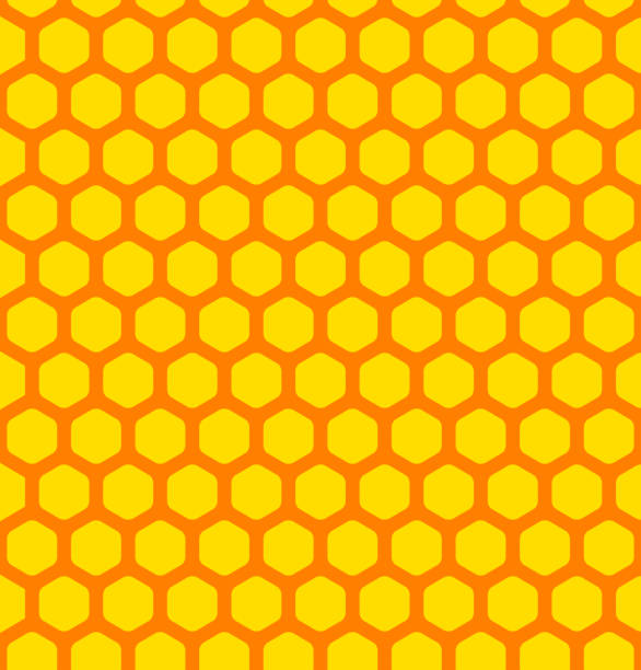 stockillustraties, clipart, cartoons en iconen met gele zeshoek honingraat achtergrond. kleur naadloos patroon - andrej