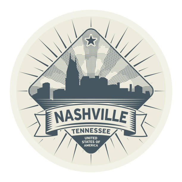 テネシー州ナッシュビルの名前のスタンプまたはラベル - nashville skyline usa tennessee点のイラスト素材／クリップアート素材／マンガ素材／アイコン素材