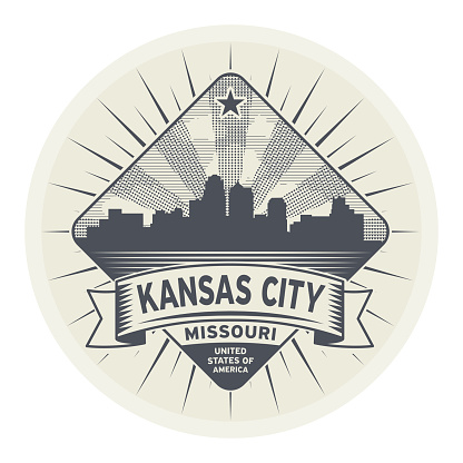 Stamp or label with name of Kansas City, Missouri, vector illustration
