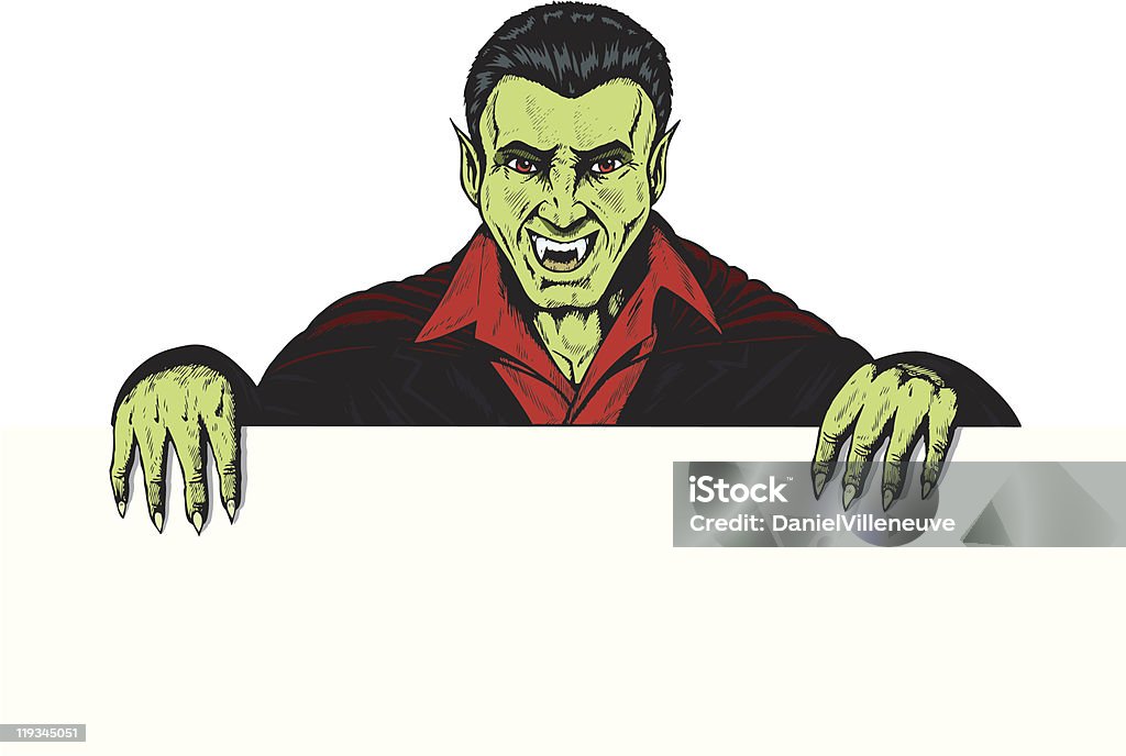 Vampire tenant un panneau - clipart vectoriel de Avoir faim libre de droits