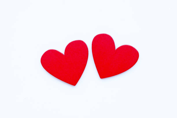 istock Red wooden hearts on  white, Valentines day concept 1193453827