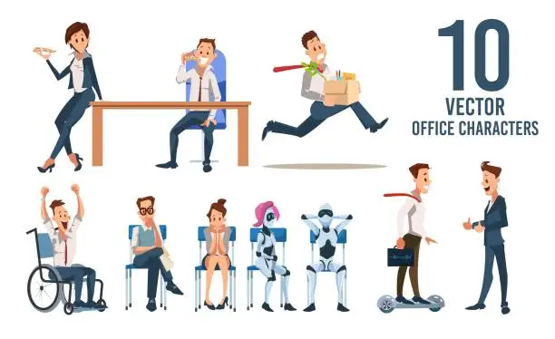 Vector illustration of Business People Isolated Vector Characters Set