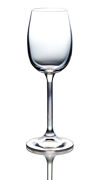 single empty wine glass isolated on white background stock photo