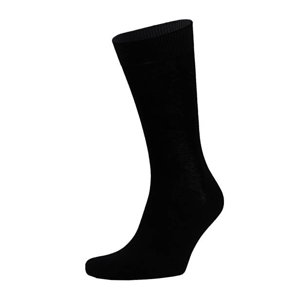 istock Blank black cotton long sock on invisible foot isolated on white background as mock up for advertising, branding, design, front view, template. 1193460785