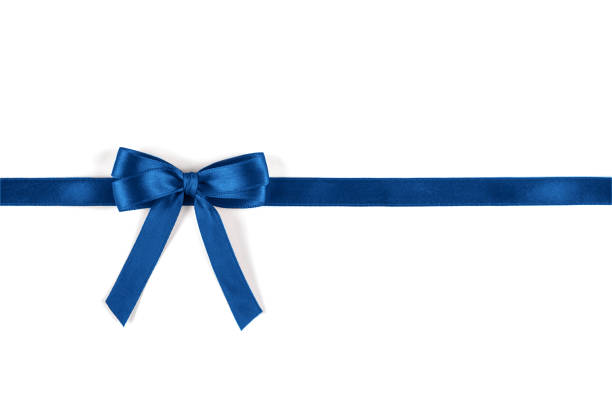 istock Shiny blue silk ribbon on white background. 1193472592