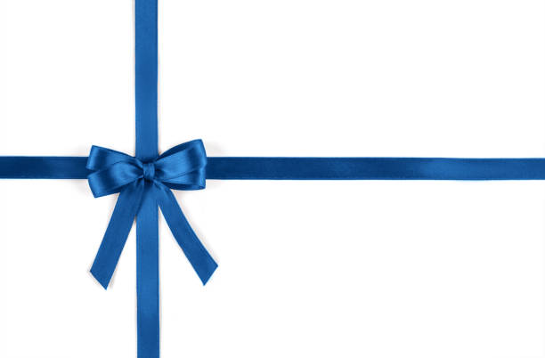 istock Shiny blue silk ribbon on white background. 1193472593