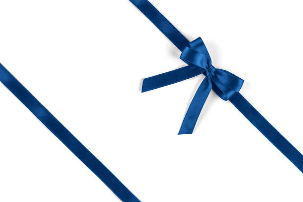 istock Shiny blue silk ribbon on white background. 1193472594