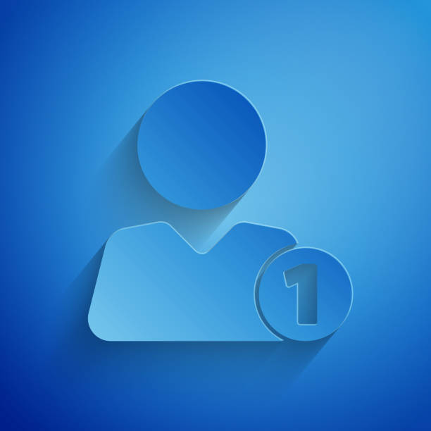 istock Paper cut Add to friend icon isolated on blue background. Paper art style. Vector Illustration 1193473598