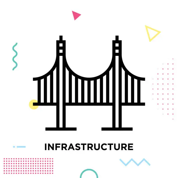 Vector illustration of Infrastructure Line Icon Design Editable Stroke