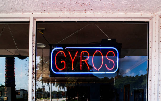 istock Gyros Red and Blue Neon Sign 1193477745