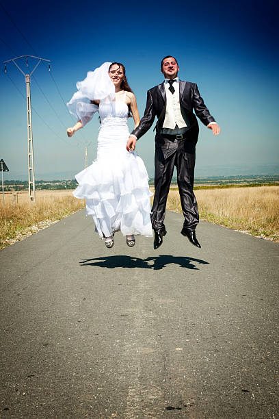 istock Bride and Groom in the air 119348086