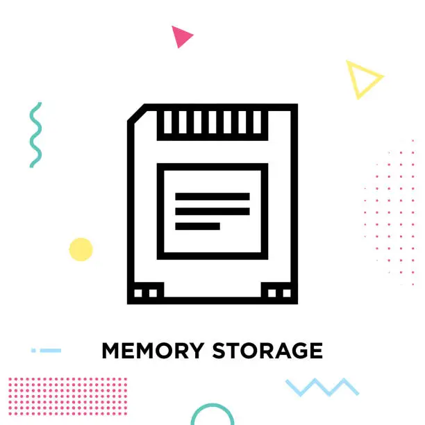 Vector illustration of Memory Storage Line Icon Design Editable Stroke