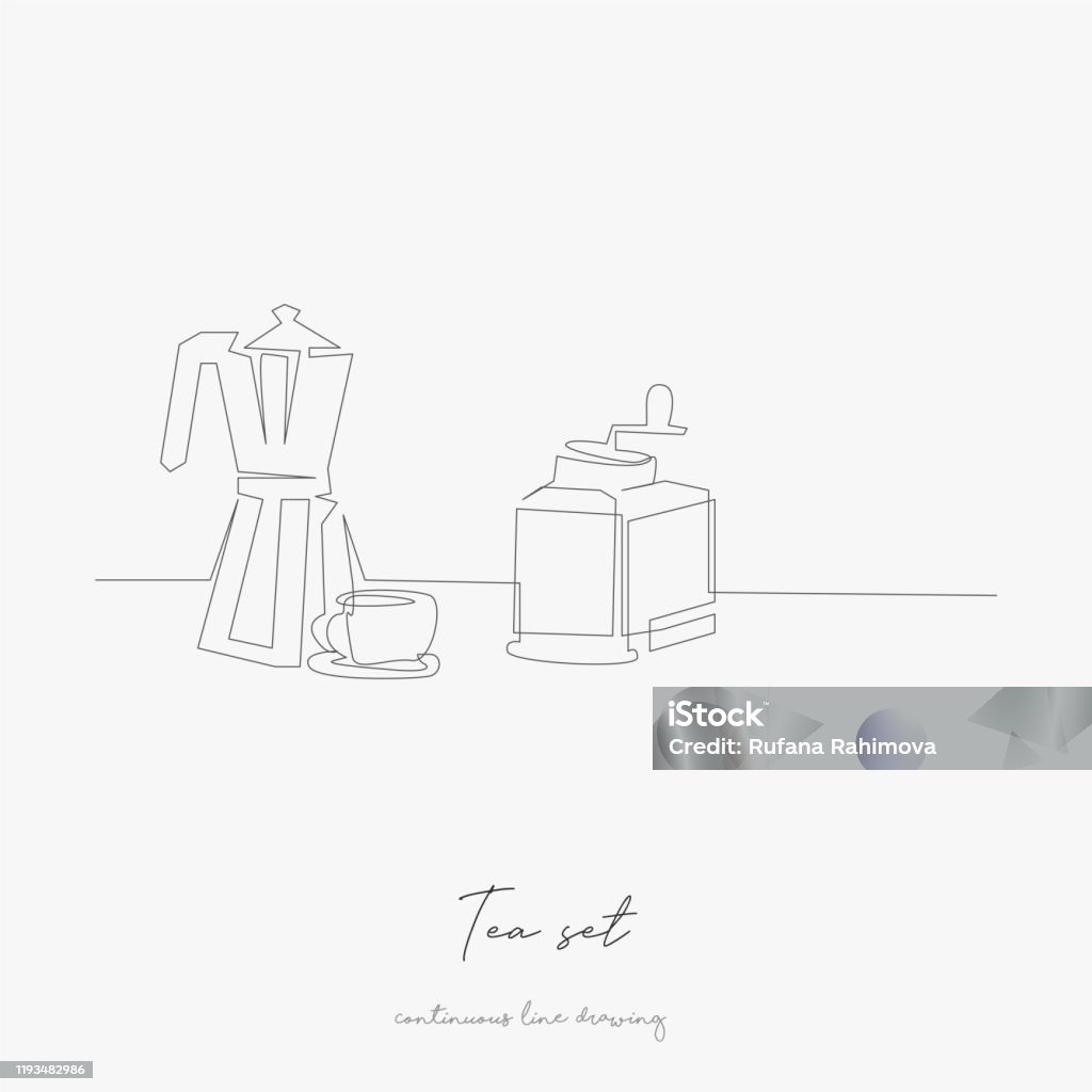 Tea Set Line Drawing Continuous Line Drawing Tea Set Simple Vector Illustration Tea Set ...