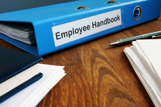 employee handbook manual in folder and documents. - occupation handbook human resources recruitment imagens e fotografias de stock