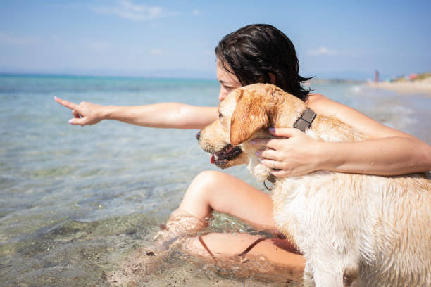 istock Young woman having fun with her dog 1193484412