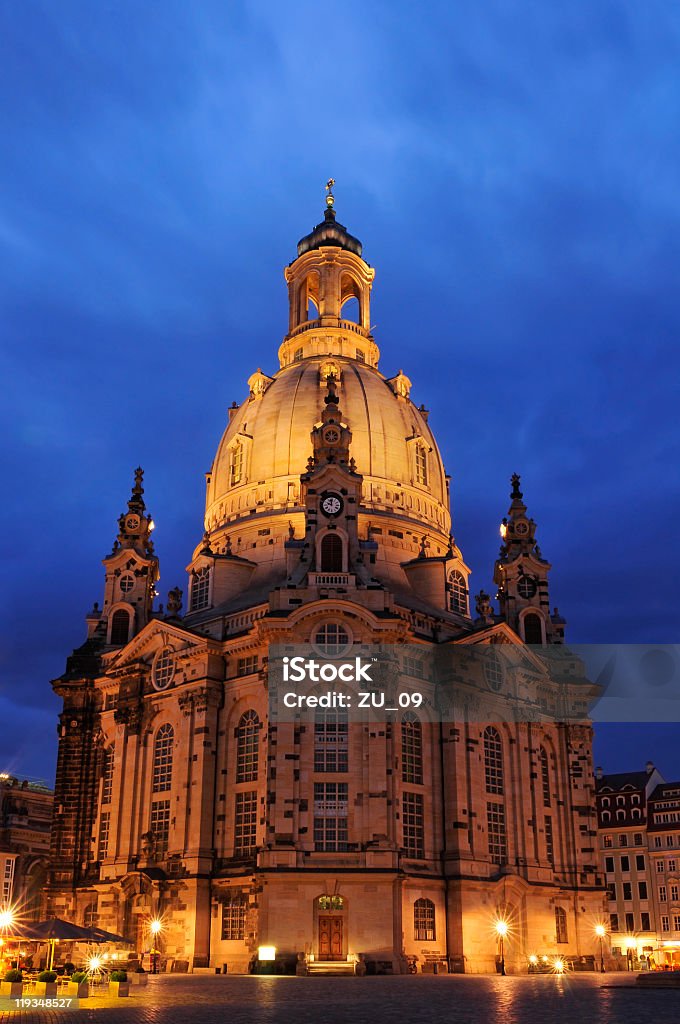 Frauenkirche Dresden am Abend - Lizenzfrei Kunst Stock-Foto