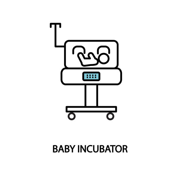 Baby incubator line icon. Neonatal intensive care unit. Premature Baby incubator. Neonatal intensive care unit. Premature. incubator stock illustrations