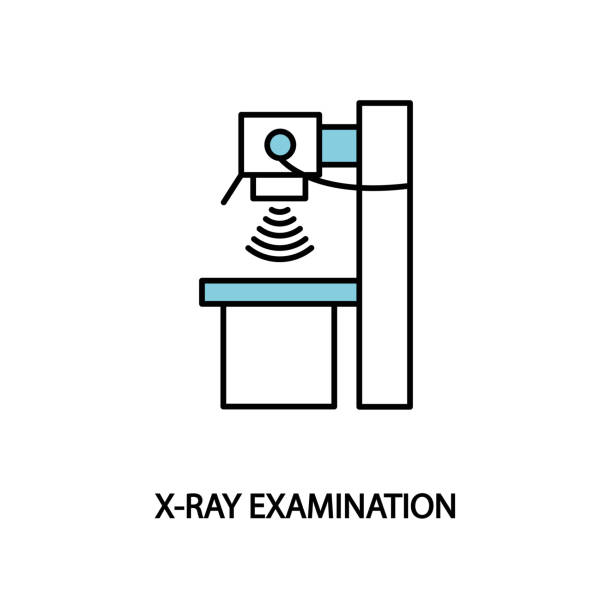 illustrazioni stock, clip art, cartoni animati e icone di tendenza di icona della linea vettoriale dell'esame x-ray. diagnostica del cancro - mri scan cat scan machine x ray brain