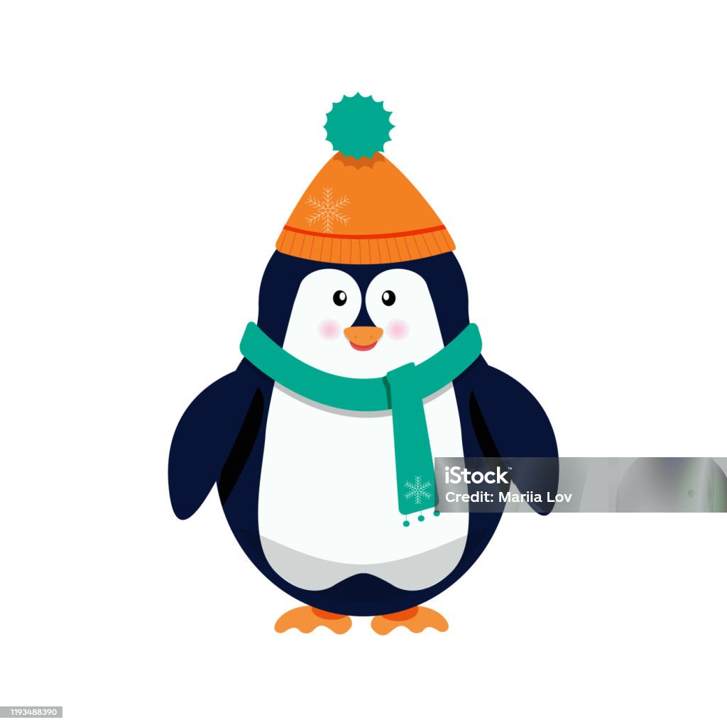 Vector Phim Hoạt Hình Chim Cánh Cụt Trong Quần Áo Ấm Mùa Đông Hình ...
