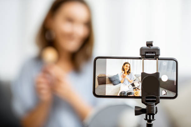 istock Woman vlogging about cosmetics 1193488825