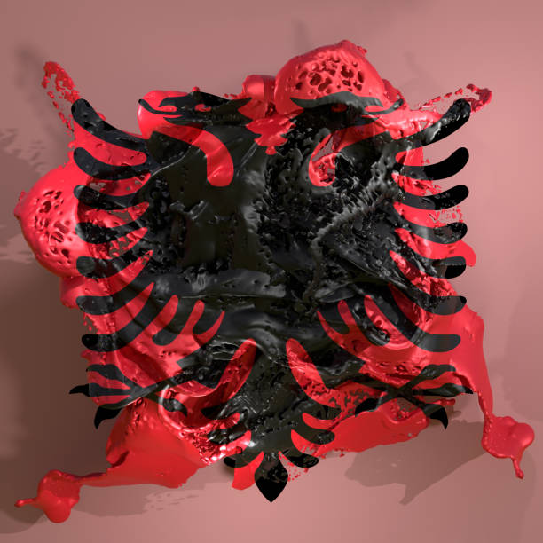 istock Albania flag liquid 1193489875