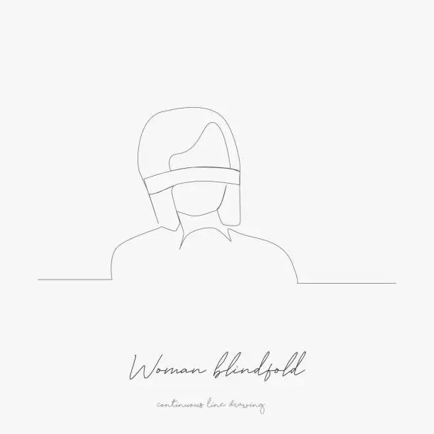 Vector illustration of continuous line drawing. woman blindfold. simple vector illustration. woman blindfold concept hand drawing sketch line.