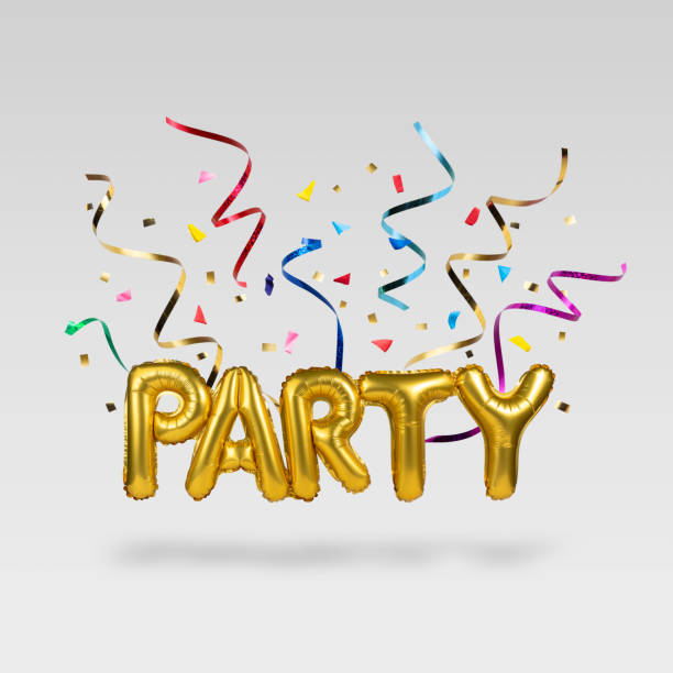 istock Creative composition made with Party foil balloon and colorful streamers on white background. Minimal celebration party concept. 1193491837