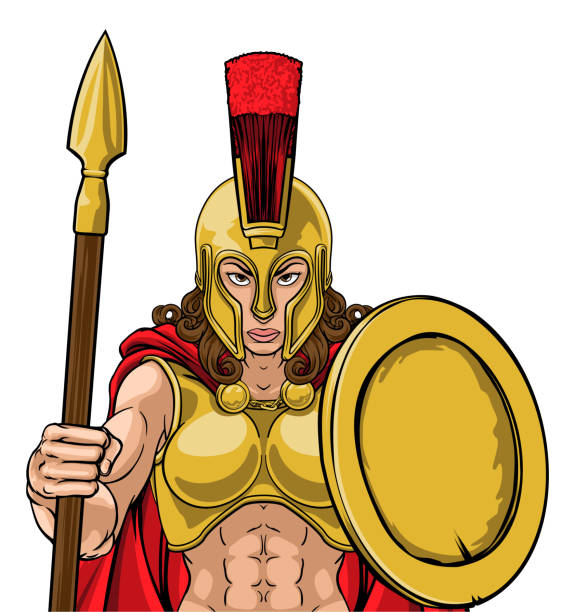 ilustrações, clipart, desenhos animados e ícones de mulher fêmea espartiana do gladiador do guerreiro - hector