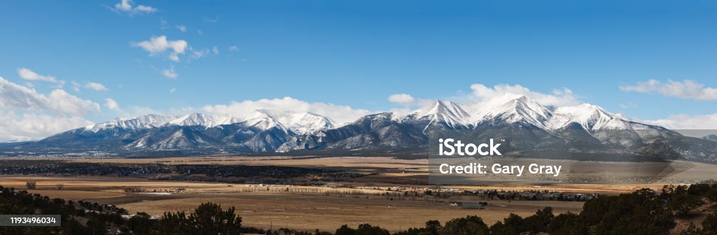 Colorado Scenic Beauty - Panoramic of the Collegiate Mountain Range. Landscape Panoramic of the Collegiate Mountain Range. The Scenic Beauty of Colorado Colorado Stock Photo