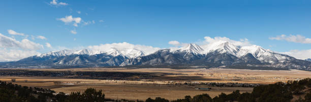 Colorado Scenic Beauty - Panoramic of the Collegiate Mountain Range. Landscape Panoramic of the Collegiate Mountain Range. The Scenic Beauty of Colorado colorado rocky mountains stock pictures, royalty-free photos & images