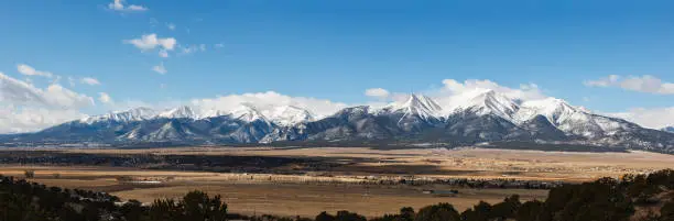 Landscape Panoramic of the Collegiate Mountain Range. The Scenic Beauty of Colorado
