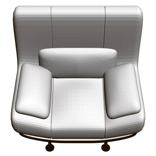 istock Polygonal realistic chair. Comfortable armchair with pillows isolated on a white background. Front view. 3D. Vector illustration 1193497075