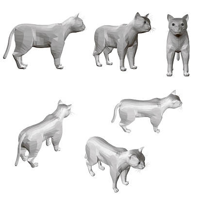 Set With Polygonal Gray Cat Isolated On A White Background 3d Vector  Illustration Stock Illustration - Download Image Now - iStock