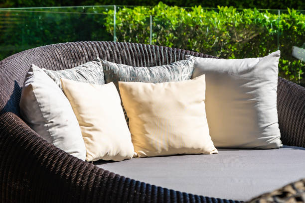 istock Comfortable pillow on sofa chair decoration outdoor 1193498786