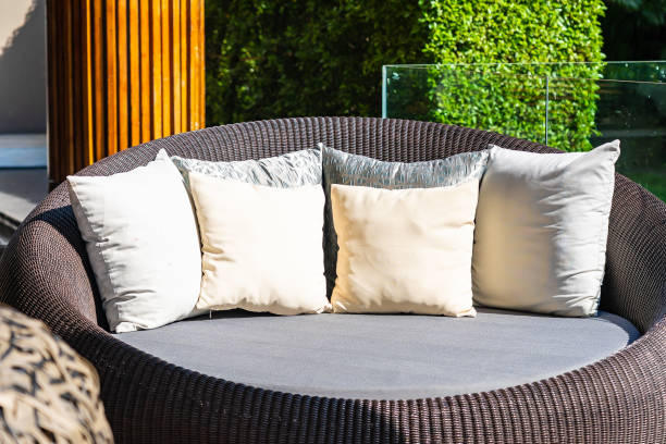 istock Comfortable pillow on sofa chair decoration outdoor 1193498942